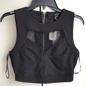NWT Black Mesh Crop Top